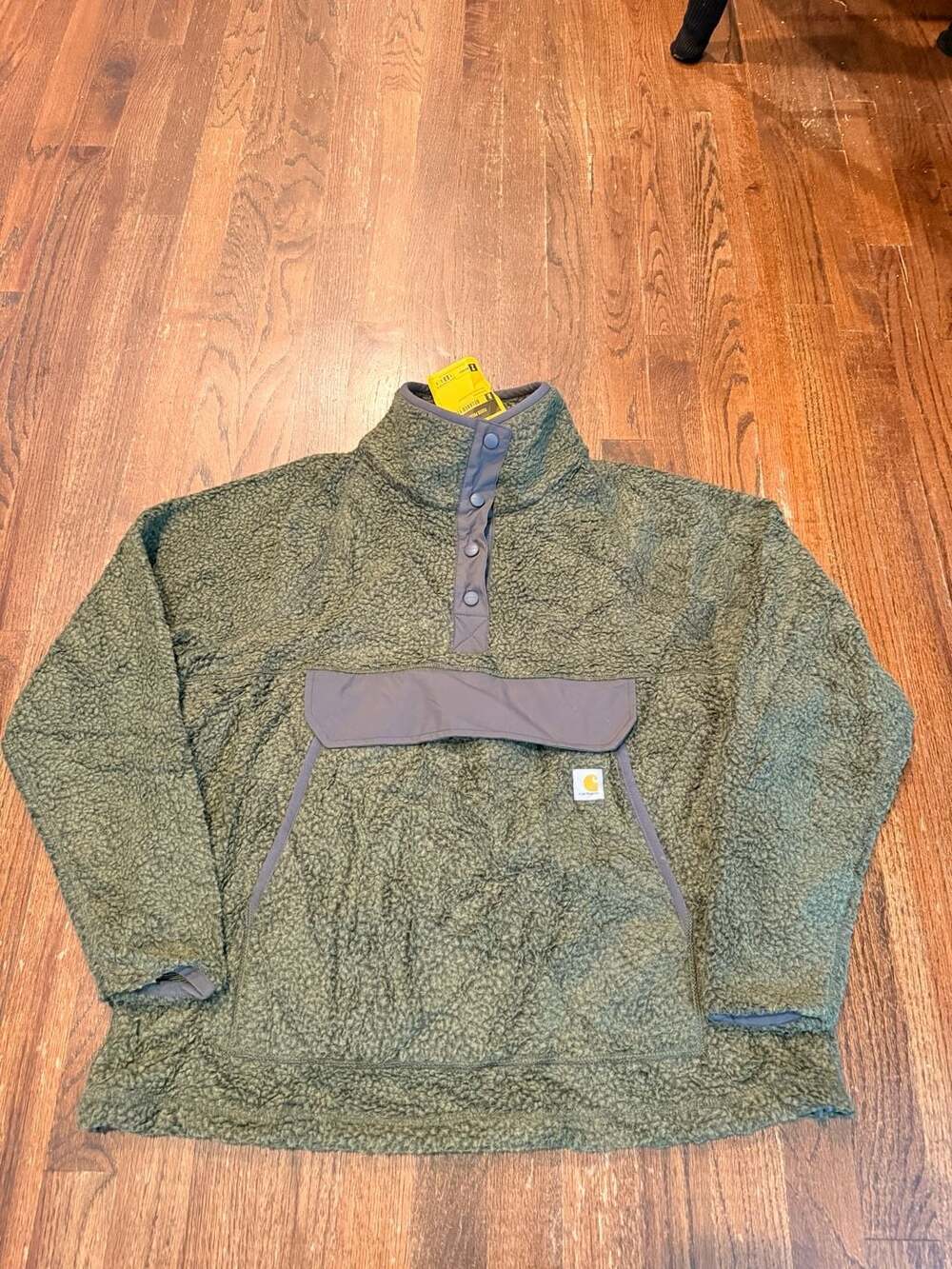 Carhartt Relaxed Fit Fleece Snap Front Pullover in Olive Green (Model OJ4991-W)